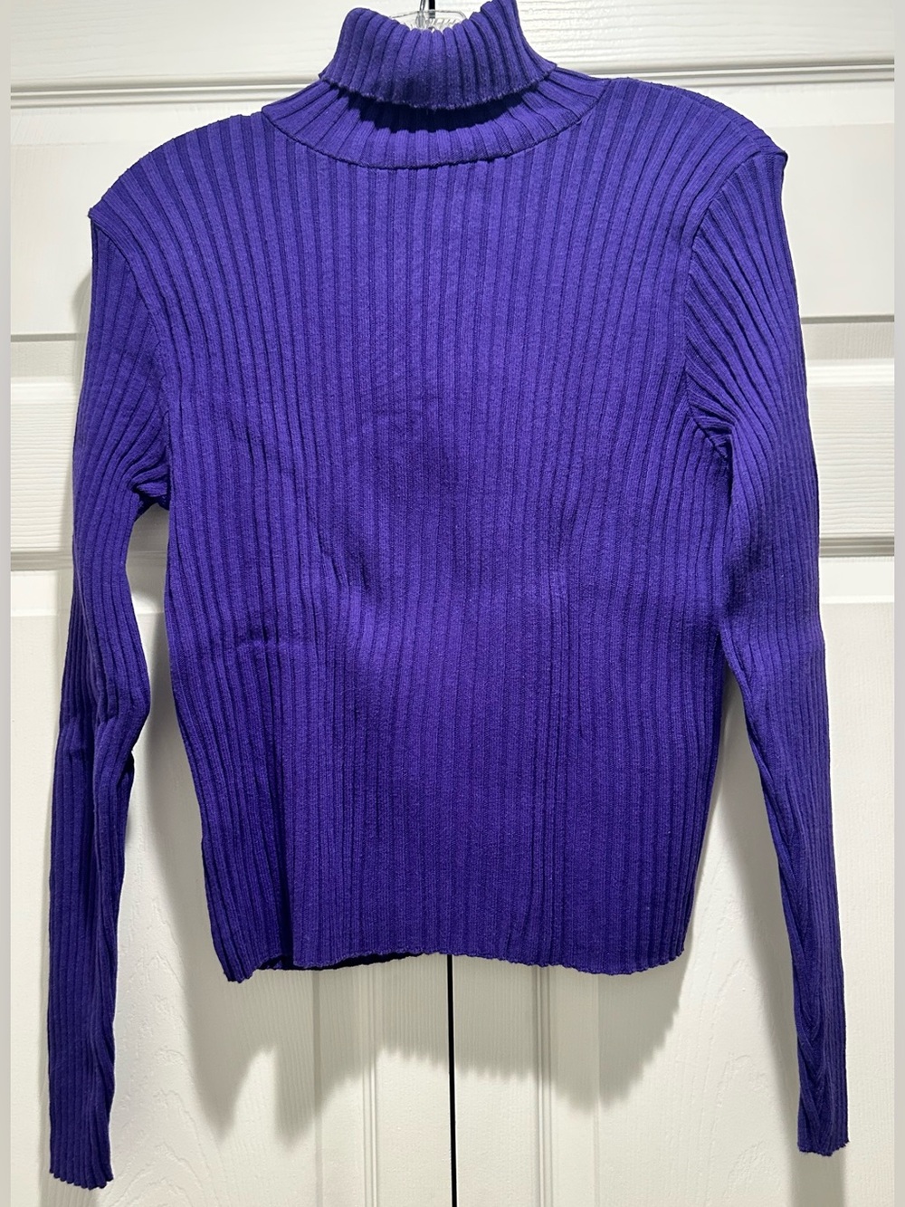 Erik Stewart Vintage Ribbed Knit 100% Cotton Purple Turtleneck Sweater XL